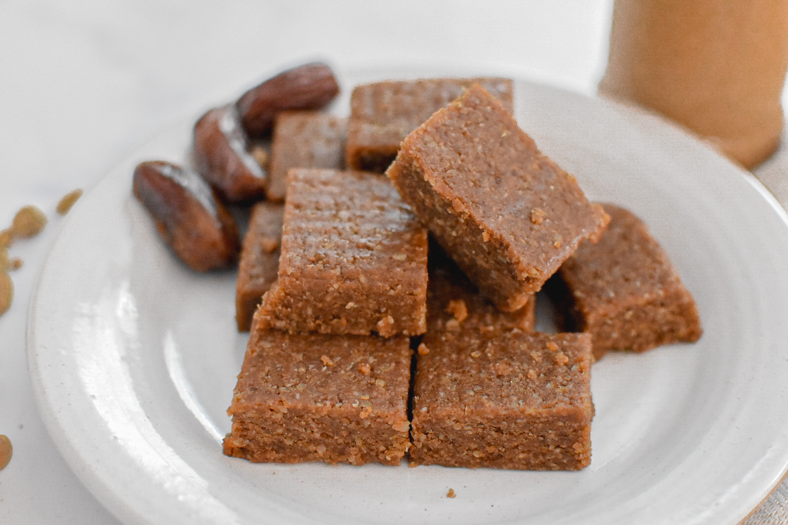 Peanut butter protein bites on plate