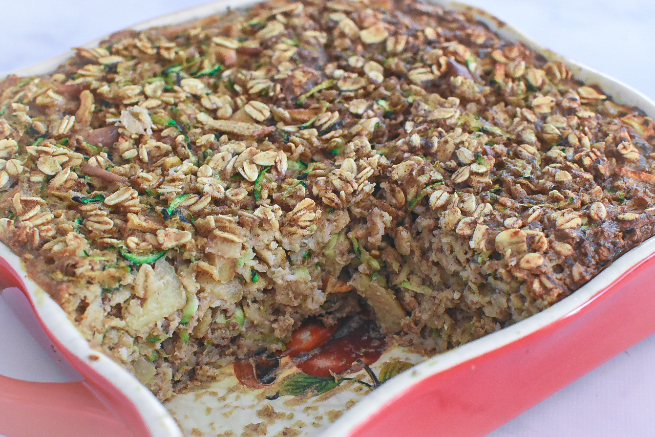 Zucchini and Apple Protein Oat bake