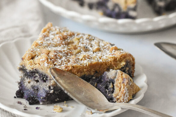 low sugar blueberry buckle