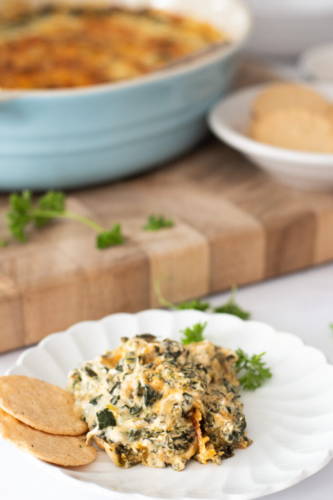 hot spinach dip on a place